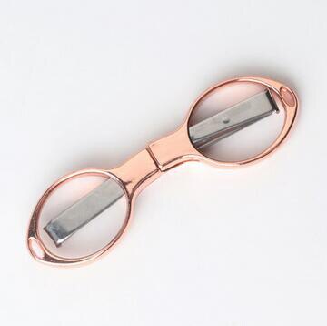 Multifunctionele Vouwen Schaar Briefpapier Diy Gereedschap Plastic Handvat 8 Woorden Stretch Scharen Rvs Veilig Schaar Voor Kind: Rose gold