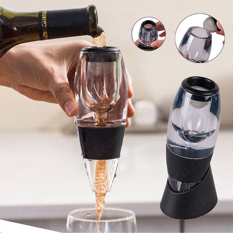 Vin belufter karaffel filter + rød hvid vin smagsforstærker og stander