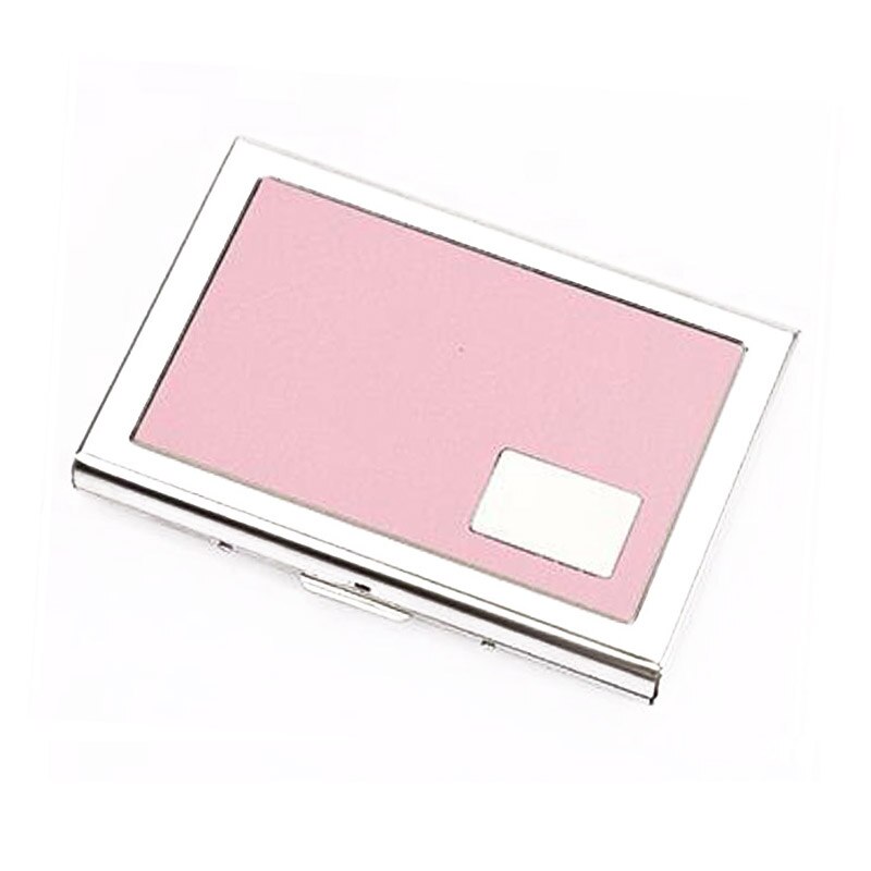 Stainless Steel Credit Card Holder Men Slim Anti Protect Travel ID Cardholder Women Rfid Wallet Metal Case Porte Carte: Pink PU