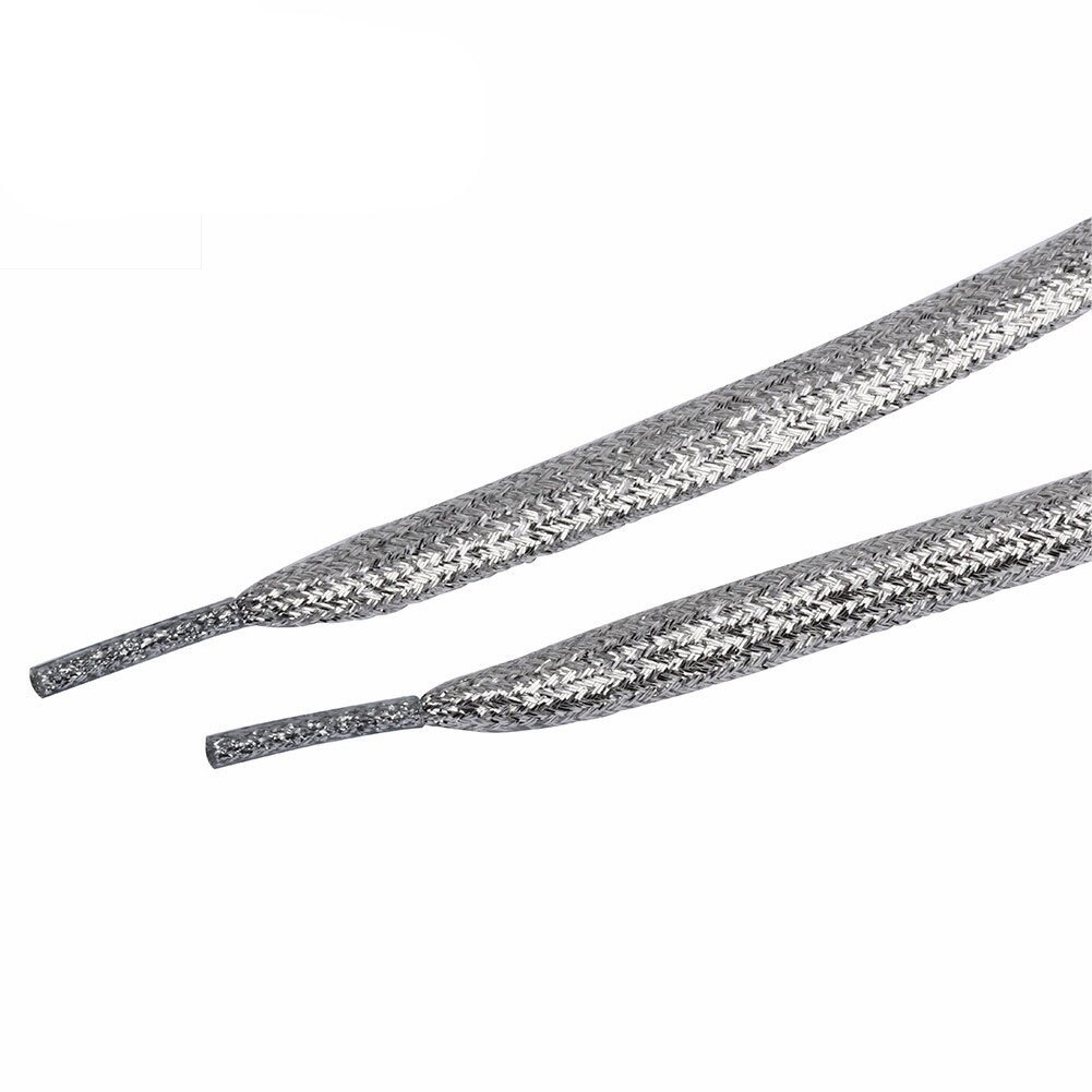 1 paire de lacets brillants de 120cm, paillettes plates, couleurs scintillantes, chaussures scintillantes: silver