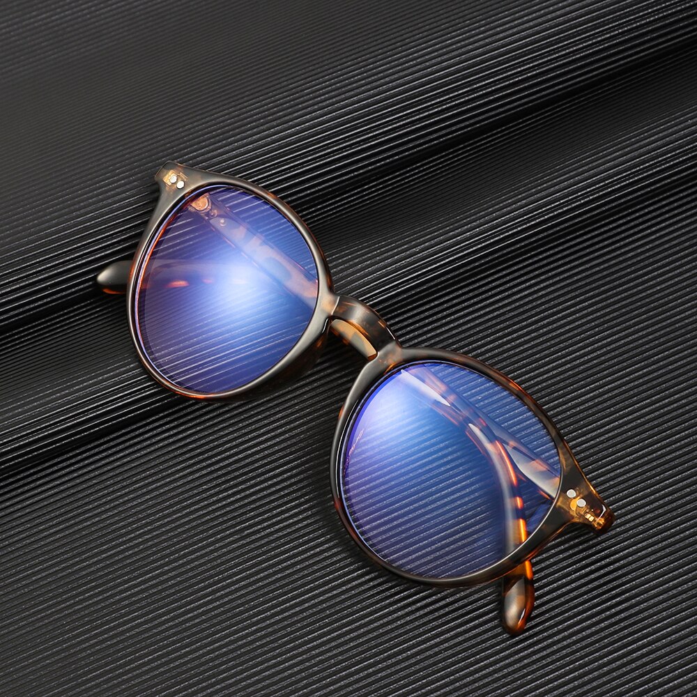 1 PC oeil bleu lumière bloquant lunettes ultraléger cadre rond optique lunettes cadres bloquant jeu plat miroir lunettes