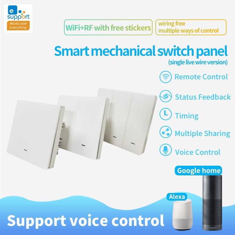eWeLink WiFi + RF433 Smart Switch UK 220V Wireless Remote Control Push Button Wall Light Switches Compatible Alexa Google Home