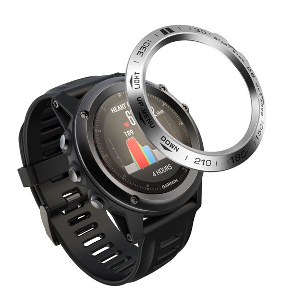 Custodia con cornice per anello con castone per Garmin Fenix 5X 5X Plus 3 3HR Smart Watch Cover in acciaio inossidabile anello di protezione antigraffio: Silver Black B / for Fenix 3 3HR