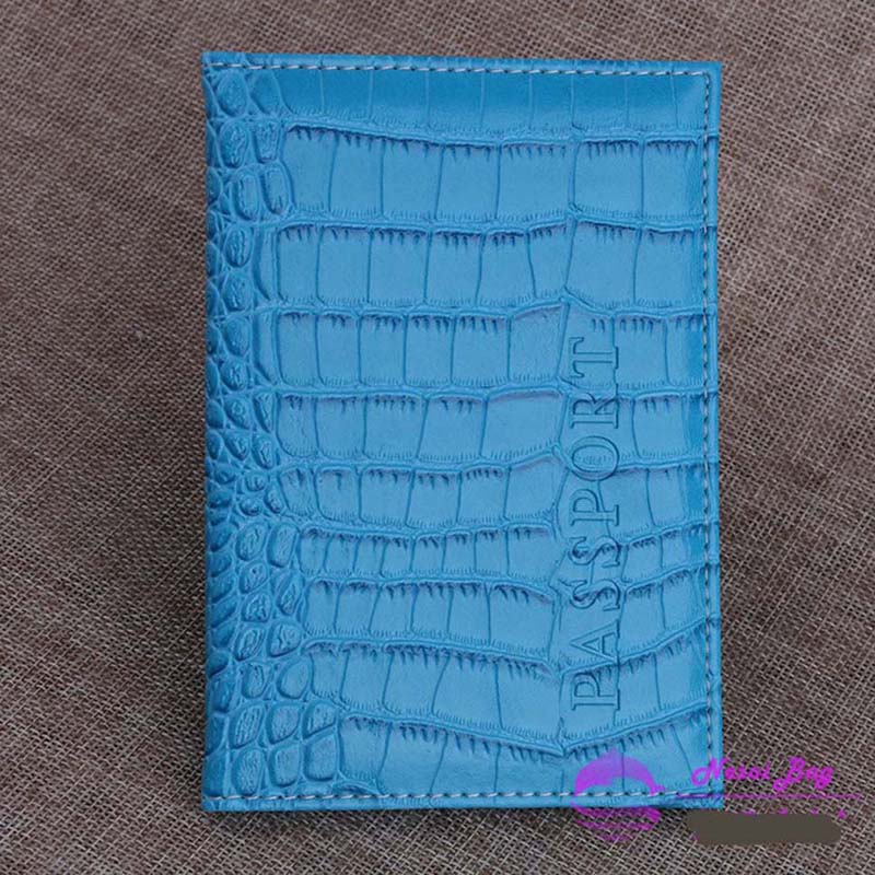 Crocodile Pattern Travel Passport Cover Russia Women Pu Leather Cover on The Passport Case Passport Travel Organizer Paspoort: sky blue