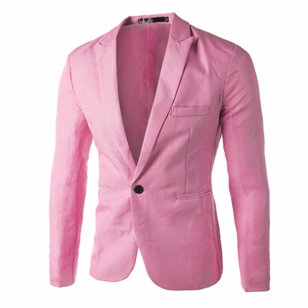 Zomer Blazer Mannen Blazer Masculino Mannen Mode Formele Zakelijke Blazer Een Knop Slim Fit Jas Mannen Pak Blazer kleding: Roze / XXL