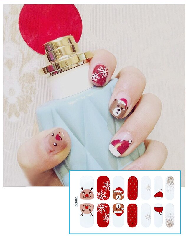 Père noël Elk ongle autocollant noël ongles décor joyeux noël décor noël Navidad bonne année: 1