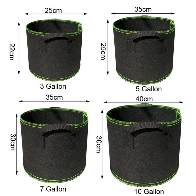 5Pcs Breathable Aeration Fabric Pots with Handles Planting Container Vegetable/Flower/Plant Grow Nursery Bags Pot 3/5/7gallon