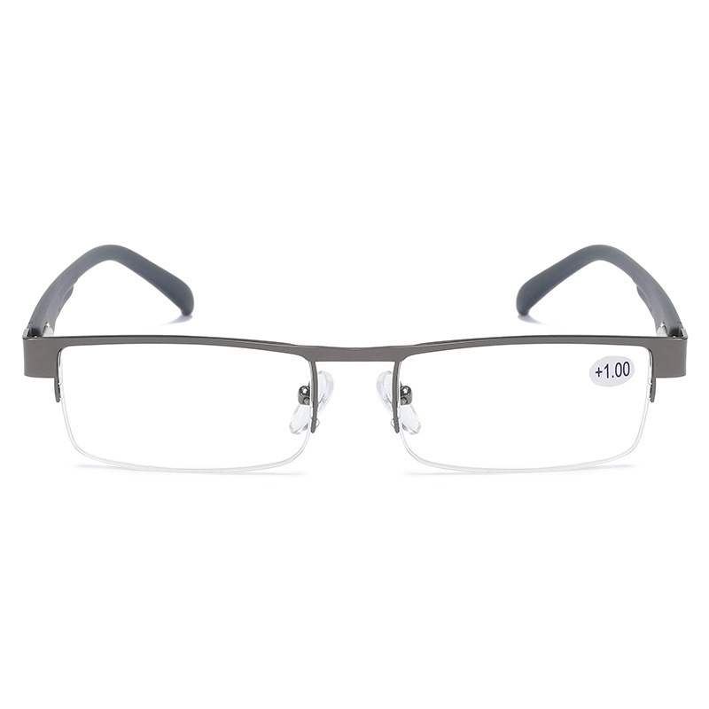 Square Half Frame Alloy Reading Glasses Men Women Eyeglasses Hyperopia Prescription glasses +1.0+1.5+2.0+2.5+3.0+3.5+4.0: black / +600