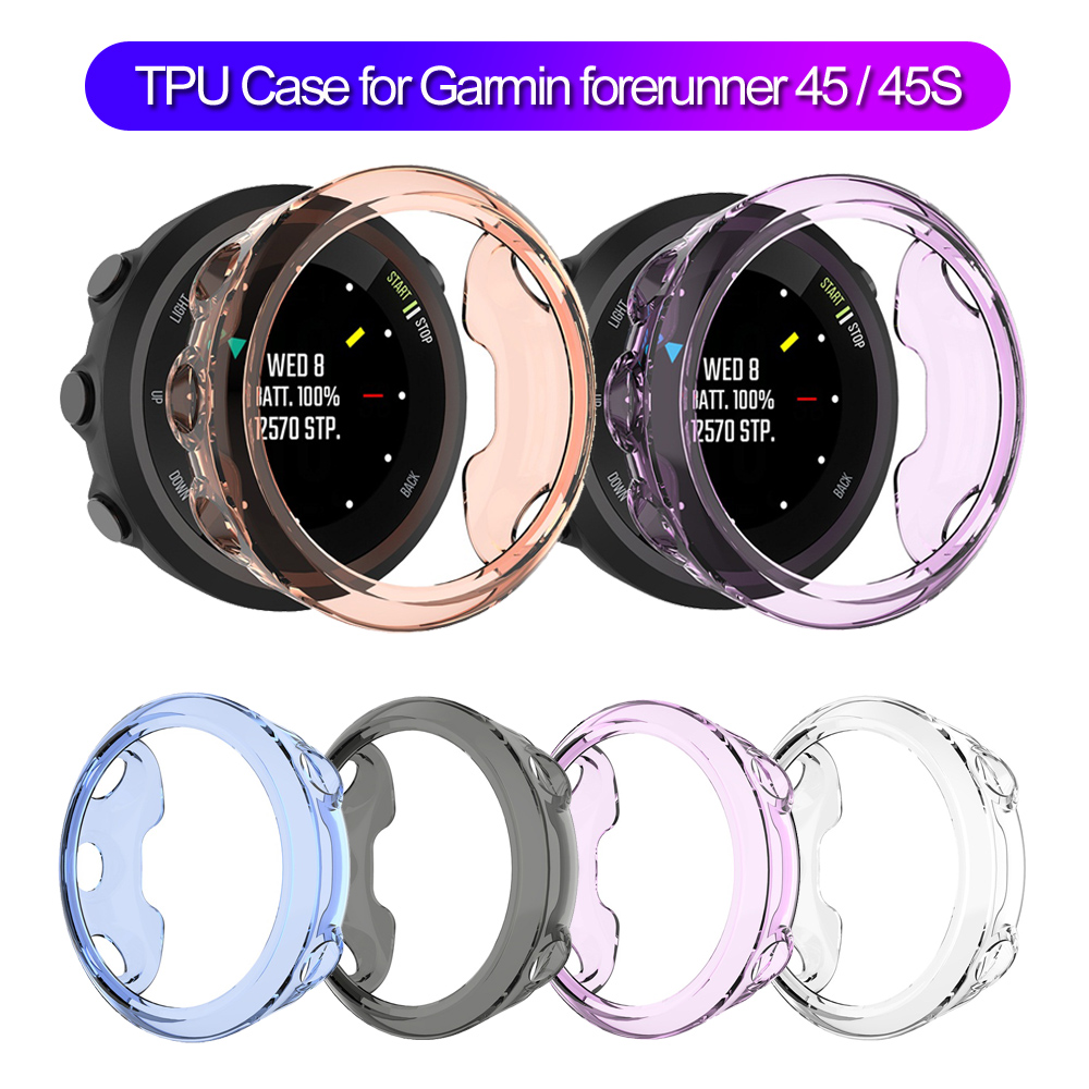 TPU Case Clear Protective Film Guard For Garmin Forerunner 45 45S Smart Watch Full Screen Protector Cover Wristbands Bumper