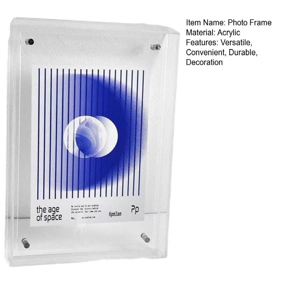Floating Photo Frame Acrylic Picture Frame Neon Desk Wall Mounted Art Frame For Gallery Ins Style Home Office Room Decoration