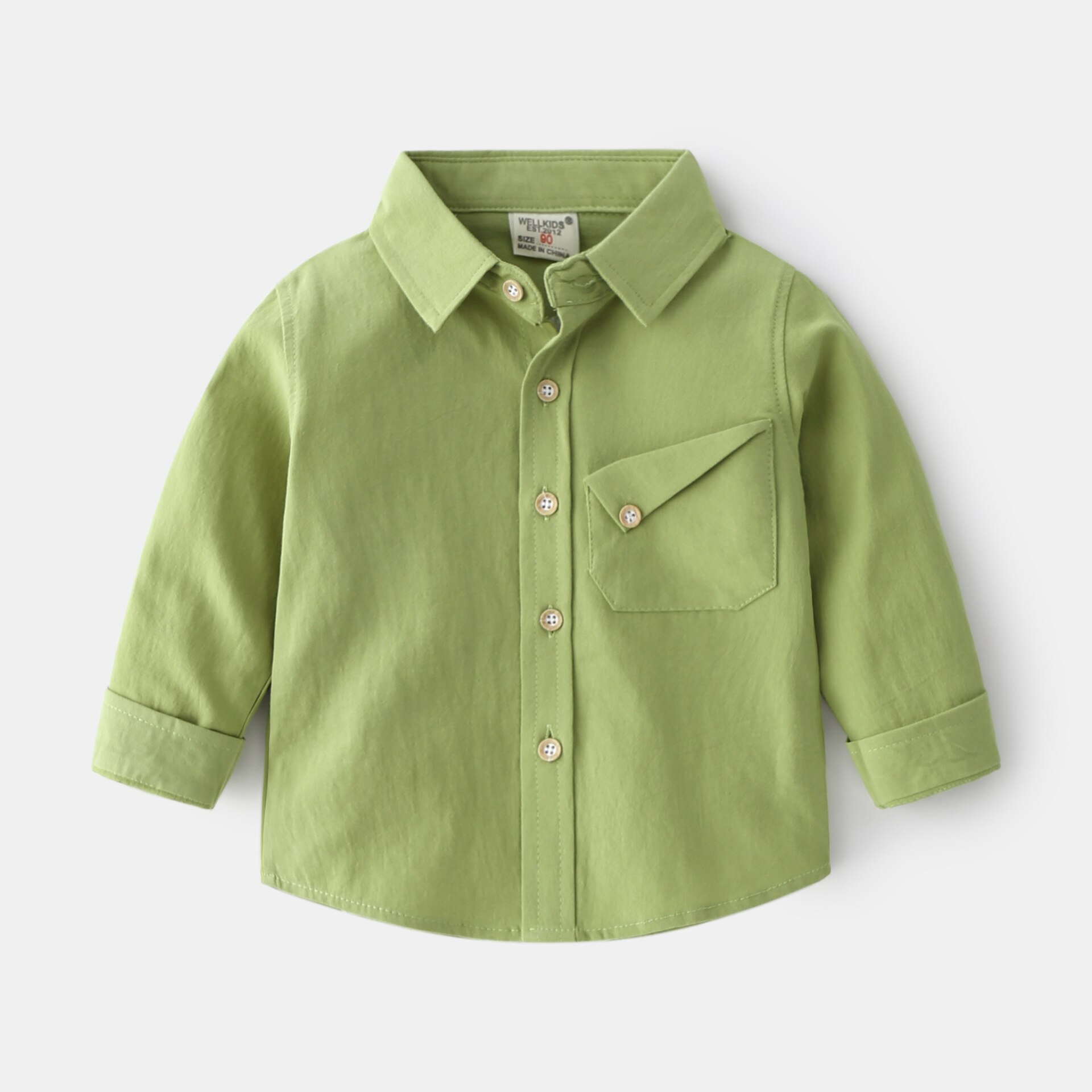 Snoep Kleur Jongens Shirts Zomer Herfst Kids Tops Zomer Turn Down Kleur Pocket Tops Tees Kinderkleding: green / 130(6)
