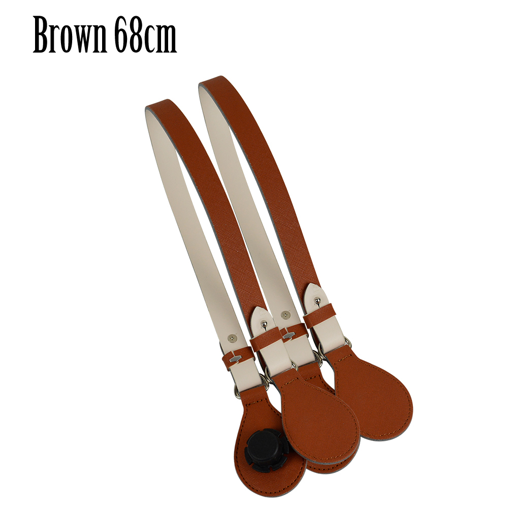 Long Short Flat Handles with end for Obag Faux Leather Lacquer Handle Removable End for O Bag OCHIC: brown 68cm