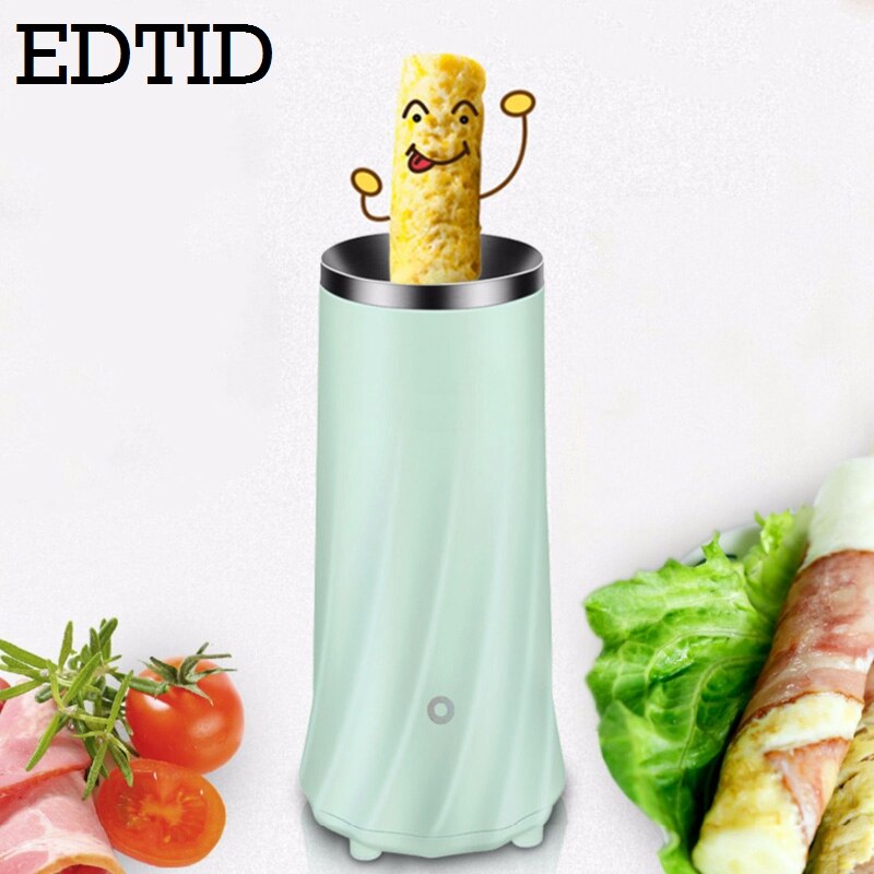 Edtid automatisk eggrullmaker mini elektrisk eggekoker kopp omelett frokost maskin kokeverktøy eggmaster pølse burrito