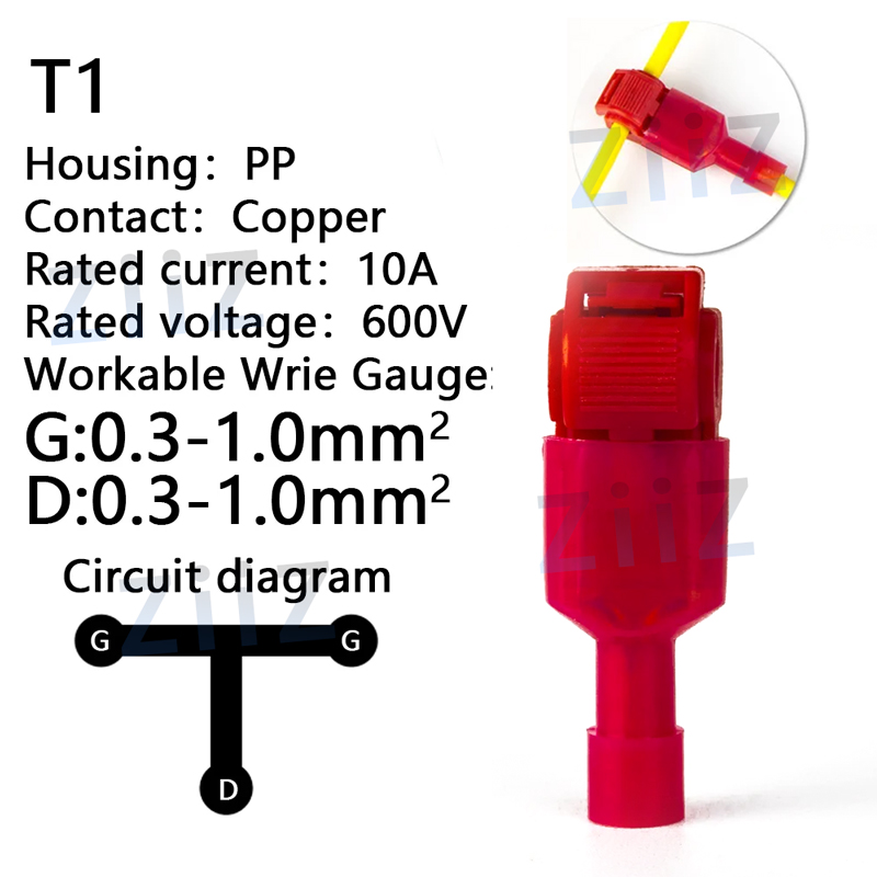 10 30 100Pcs T-Tap Connector Quick Electrical Cable Connector Snap Splice Lock Waterproof Crimp Wire Terminal blue yellow red: PURPLE / 2P