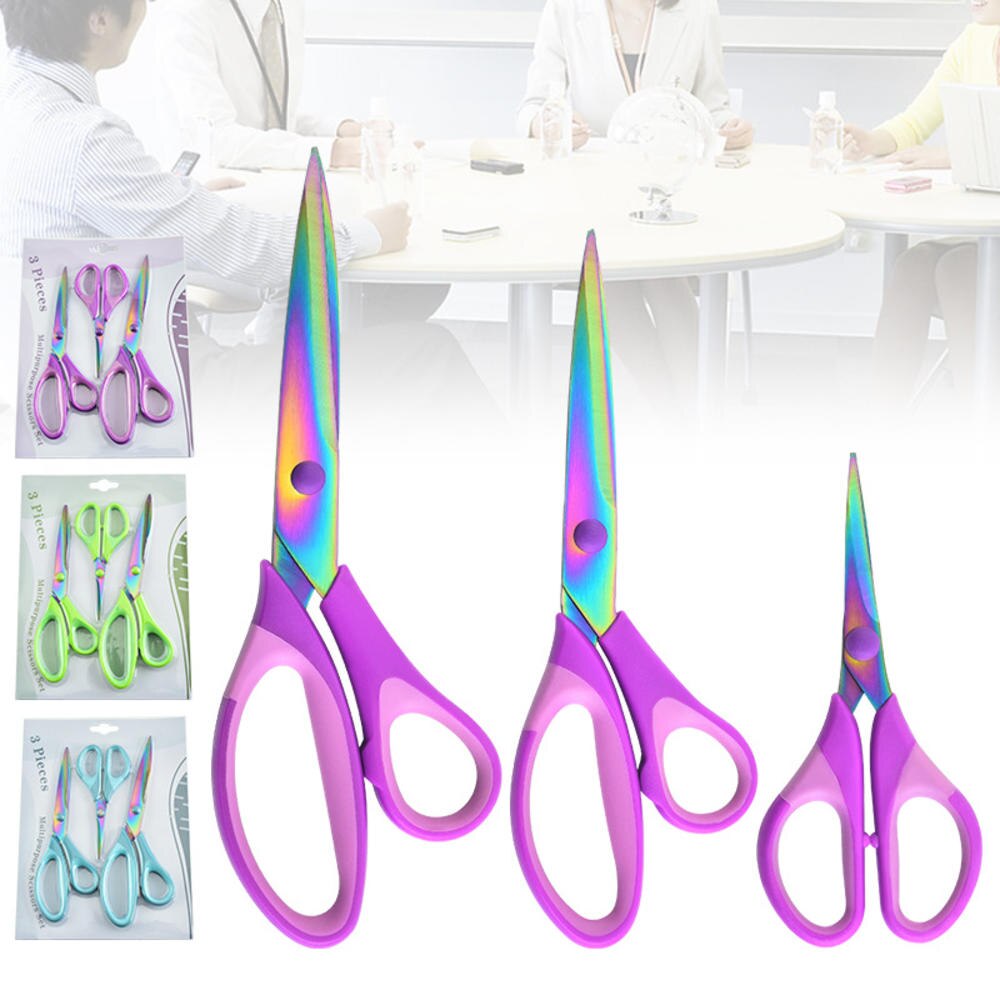 3Pcs Tailor Craft Scissors Sharp Titanium Blades Shears Multipurpose Scissors Tool Set Great for Office Sewing Arts Supplies