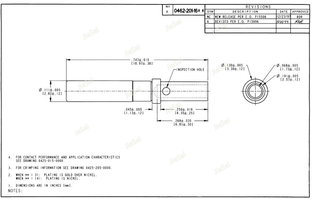 50/100Pcs DT Series Pin Contact 0462-201-16141 0460-202-16141 Stainless Steel 16-20AWG Deutsch Crimp Solid Terminal Female Male