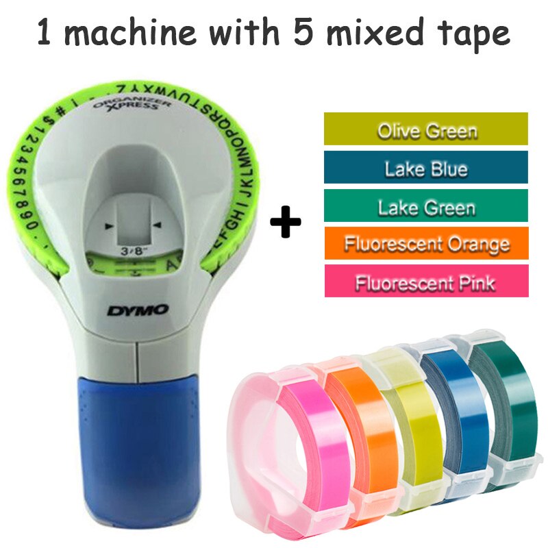 Combination of Machine and Ribbon Dymo 12965 Manual Label Maker Diy Embossing Label Printers for 9mm 3D Embossing Label Tapes: 12965-L