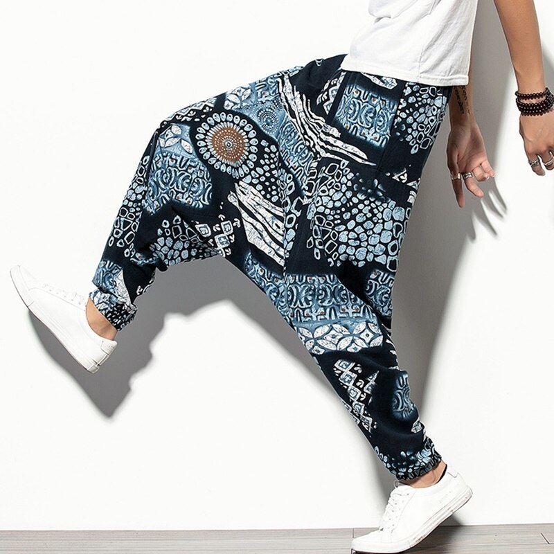 Pantalon sarouel de Style chinois pour homme, Streetwear, Vintage, décontracté, survêtement Hippie, japonais, Kimono, collection automne 10959