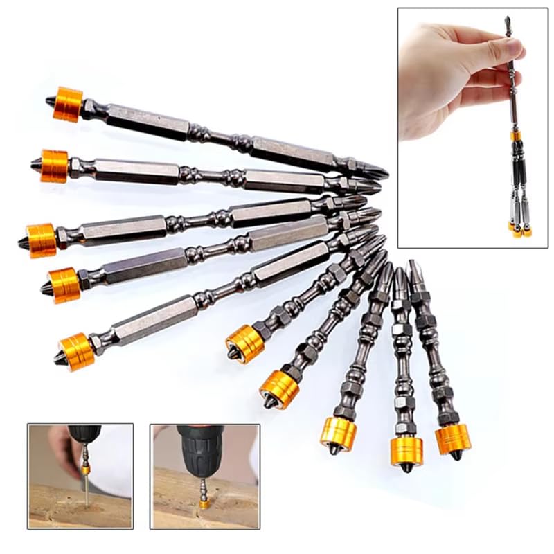 5/10 Stück PH2 magnetische Schraubendreher-Bits Kreuzschlitz 1/4 Zoll Sechskantschaft mit Magnetring für Elektroschrauber