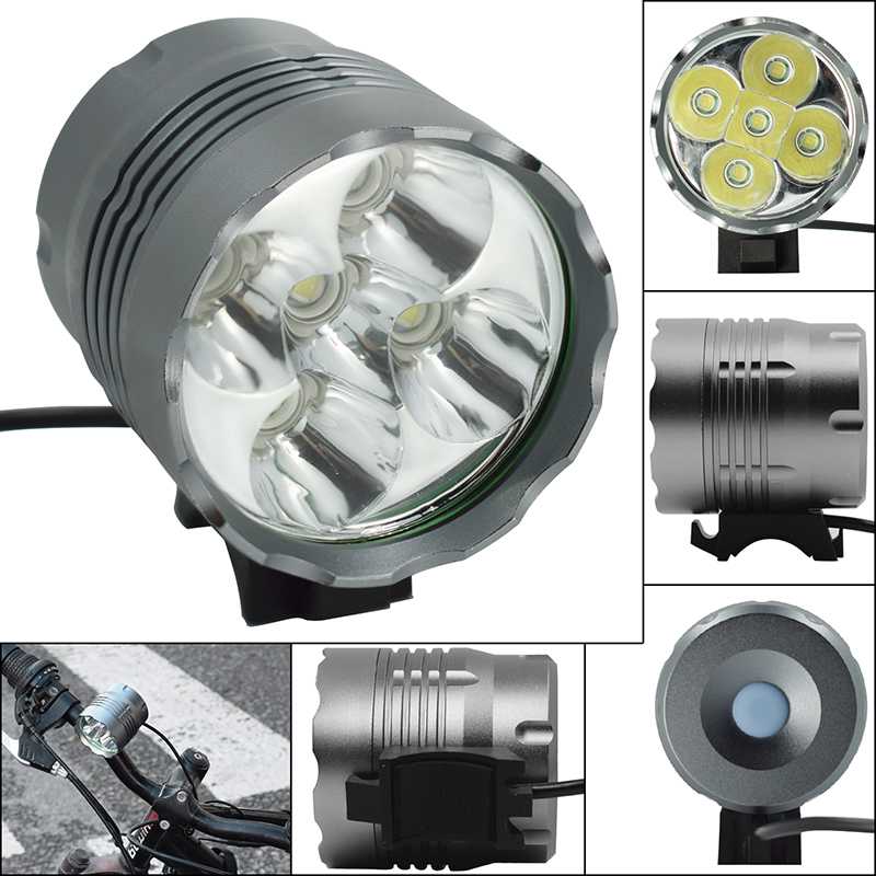 5*t6 led cykellygte lanterne 7000lm cykel forlygter mtb forlygte cykellygte  + 8.4v oplader  + 18650 batteripakke