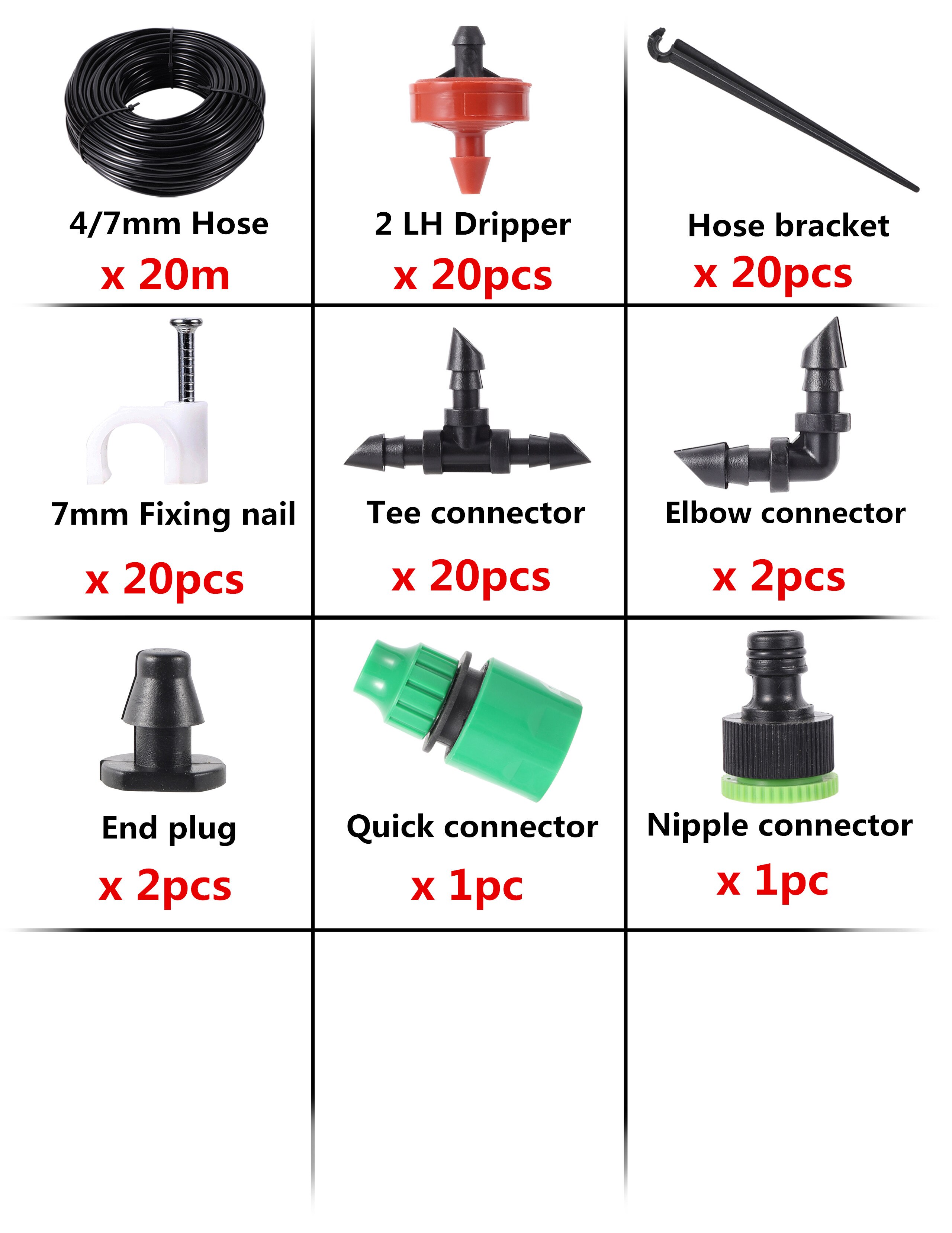 1 Set 10/15/20/25/30/40m Drip Irrigation Spot Watering Kit 2L Drip Emitter Garden Agriculture Irrigation Compensation Regulator: 20m kit
