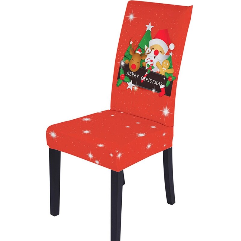 Jule spisestue stol beskytter slipcover stretch aftagelig vaskbart sæde bagcover xmas festindretning: 5 ac 304839-03
