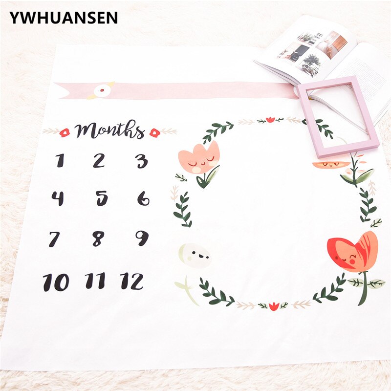 YWHUANSEN 100*100CM Cotton Baby Posing Props Grow Baby Photographing Monthly Blanket Props For a Photo Shoot of Newborn Stuffs