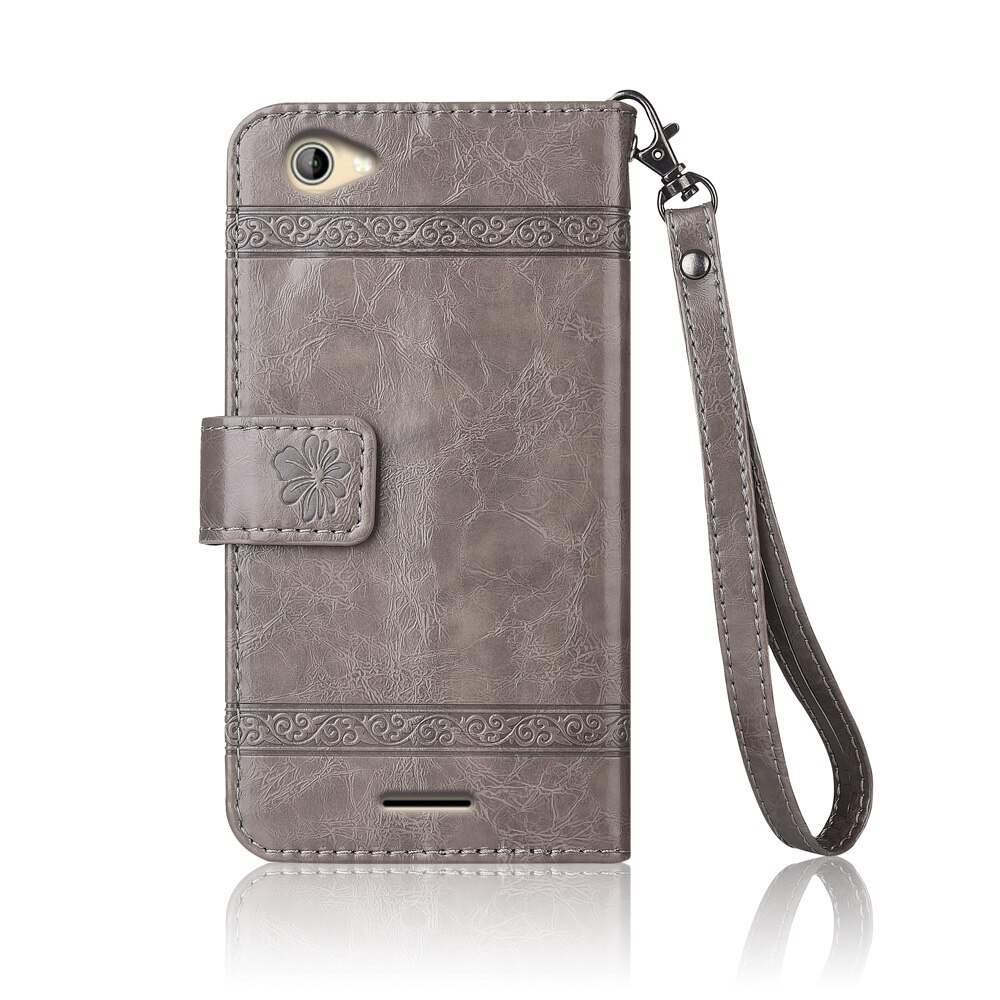 Nouvelle coque portefeuille à rabat avec sangle, étui spécial en cuir PU avec motif de fleurs en relief