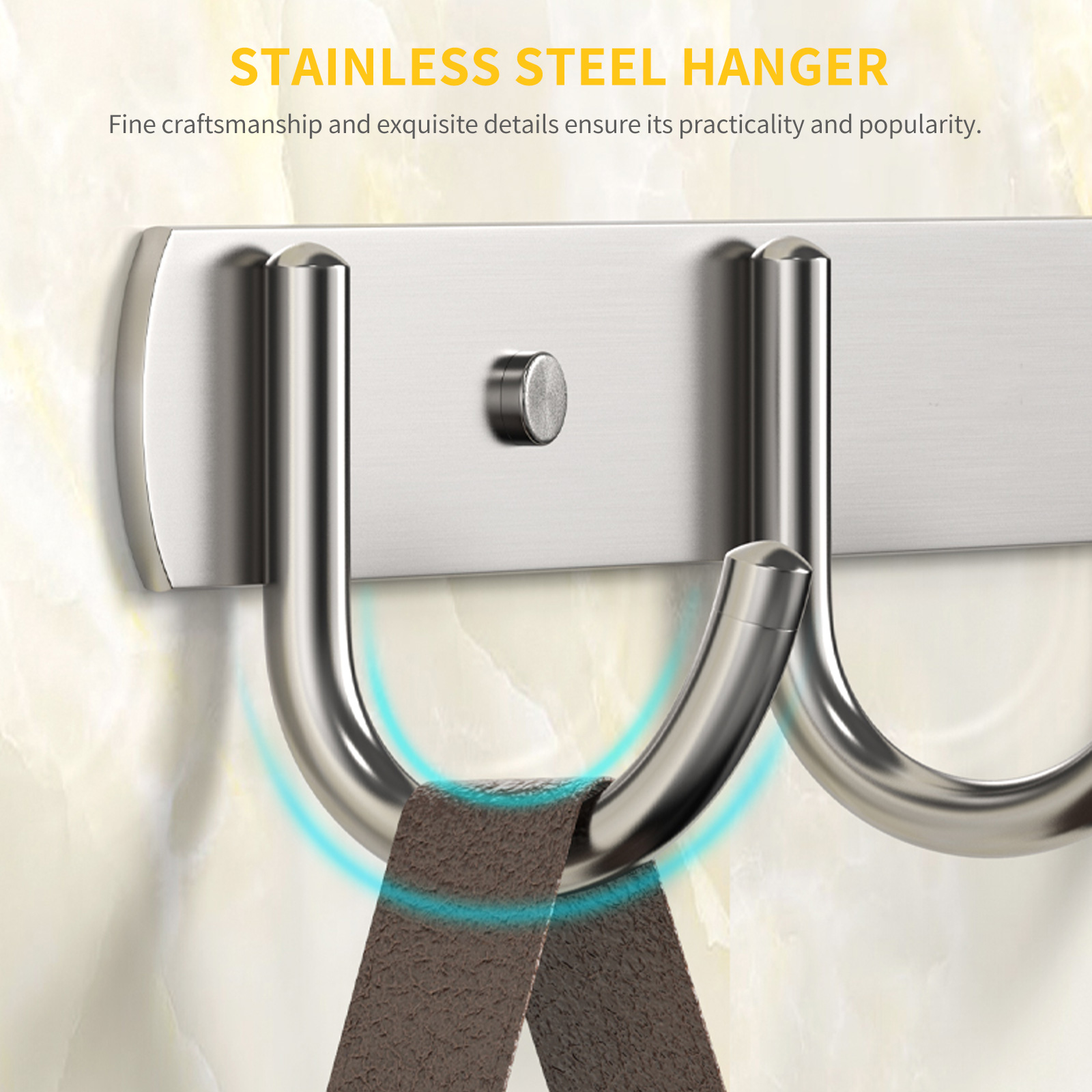 Rostfritt stål galge kraftiga krokar för badrum kök vardagsrum silver väggmonterad klädhatthållare mångsidig