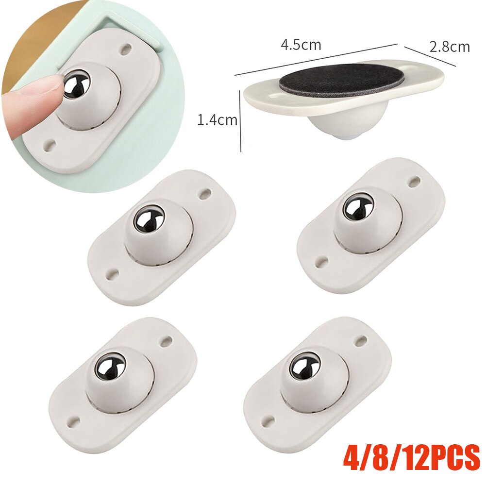 12Pcs Wheels For Furniture Caster Stainless Steel Roller Self Adhesive Furniture Caster Home Strong Load-bearing Universal Wheel: 4pcs / Caster Wheels 01