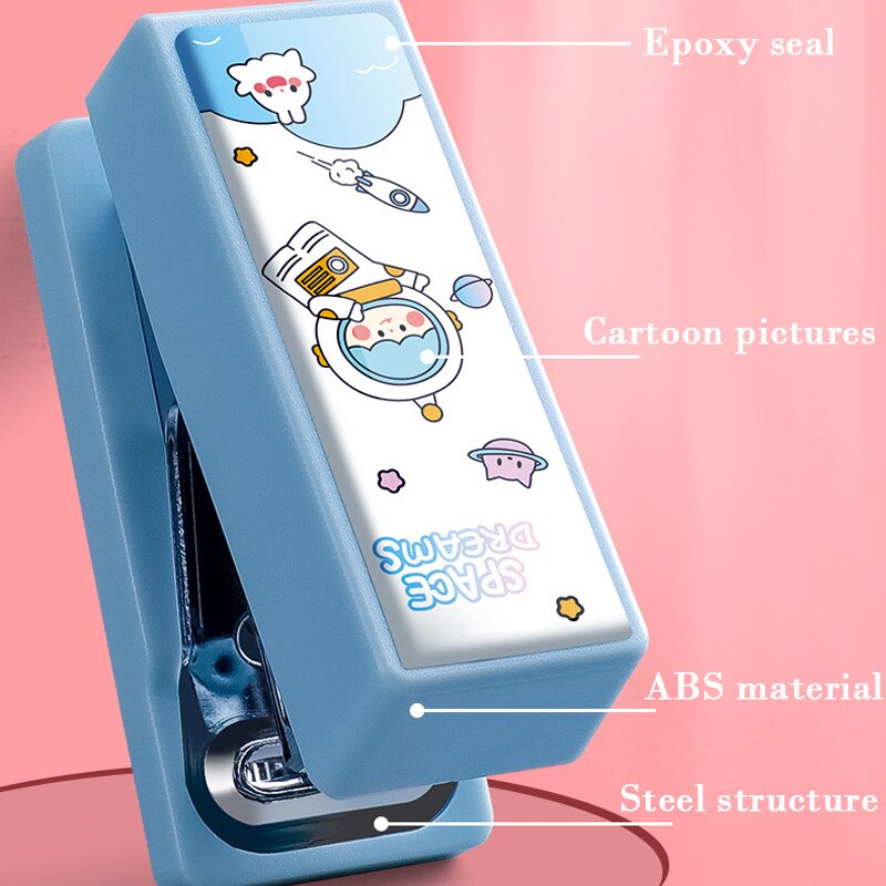 Bear Mini Stapler Set with 400pcs Staples Kawaii Astronaut Paper Binder Stationery Office Binding Tools School Supplies