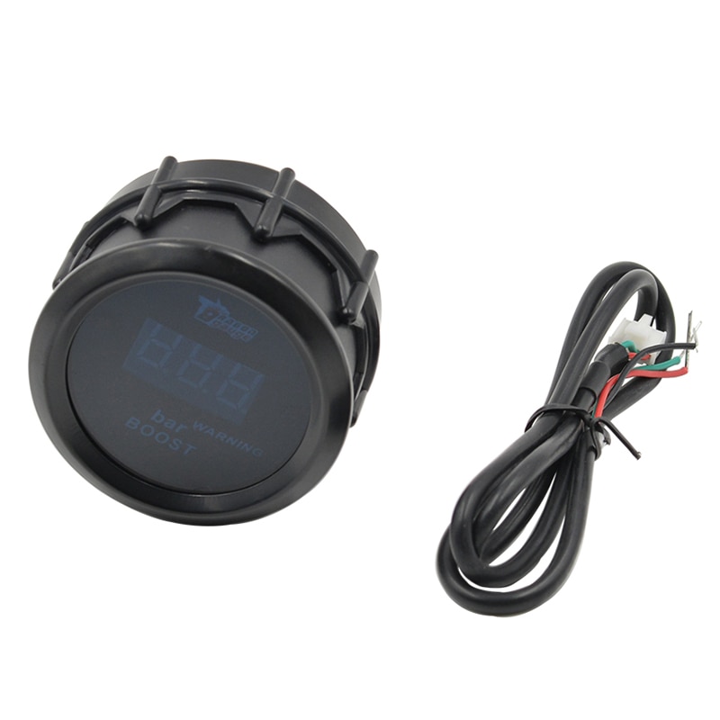 Dragon 2 Inch (52mm) Digital Auto Car Turbo Boost Gauge -1~2 Bar Meter Blue Backlight Red Warning Tips