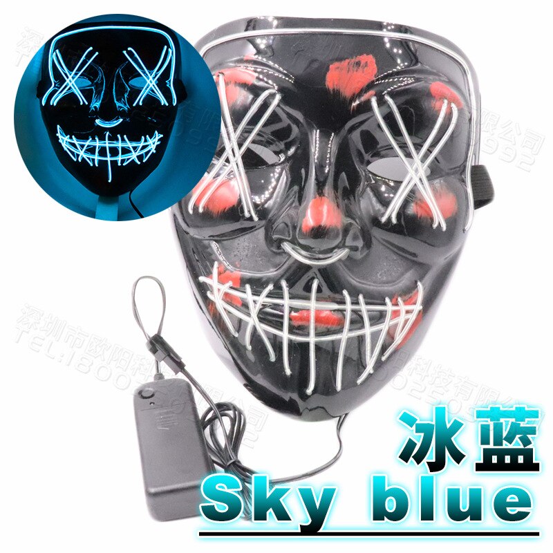 Halloween glowing mask ghost dance with blood flashing horror thriller LED mask electric sound bar party Halloween decoration: Fluorescence Yellow
