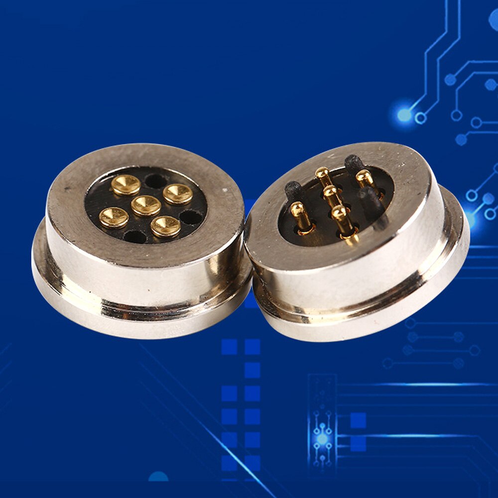2sets 5 pin Round shape Magnetic Connector 5 Pole Pogopin Spring Loaded Pogo Pin With positioning column anti-reverse connection