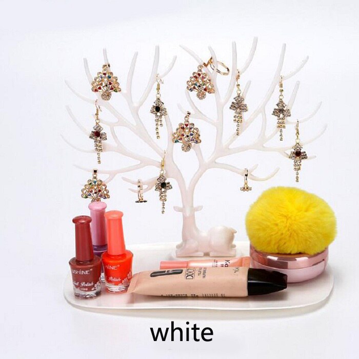 Ørering / halskæde / armbånd / vedhæng stand display rack smykker indehavere udstillingsvindue arrangør træformet wh: Hvid