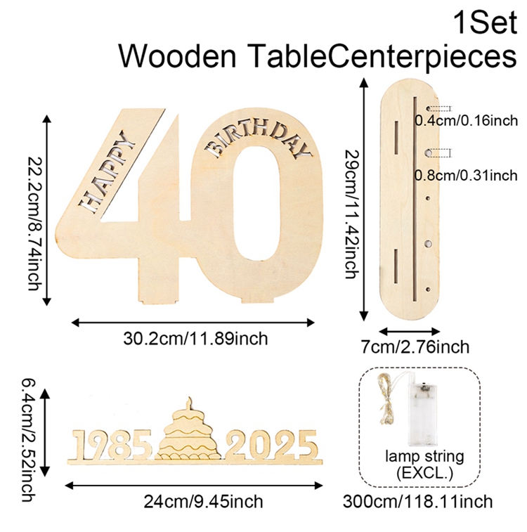 Numeri portato in legno con luci Insegna fai-da-te illuminata per artigianato artistico Decorazioni per feste di compleanno fai-da-te di età 18 30 40 50 60 Decorazioni in legno: Oliva