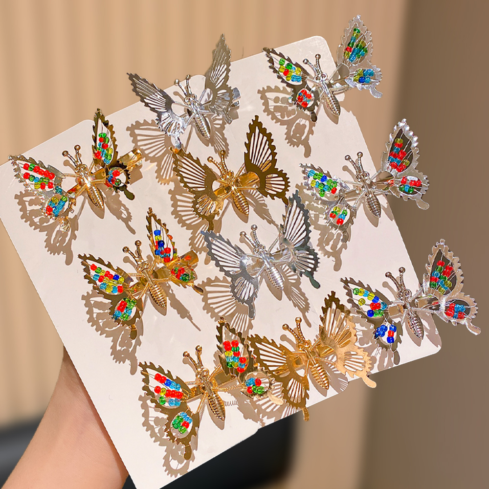 Pinzas para el cabello de mariposa Juego de 4/6/10 Textura metálica Sin esfuerzo aspecto dulce y fresco Ideal para la vida diaria de las niñas