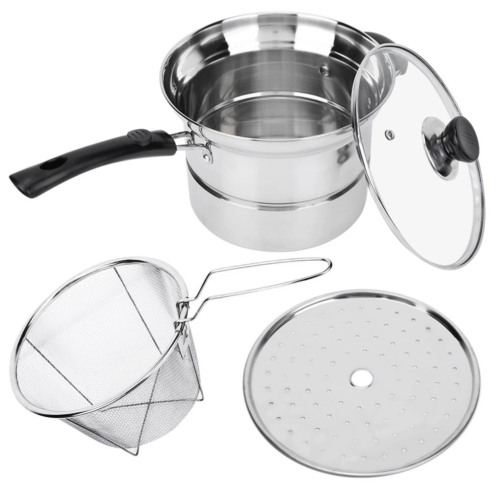 201 Stainless Steel Nonmagnetic Non-stick Stockpot Cookware with Glass Lid Milk pot