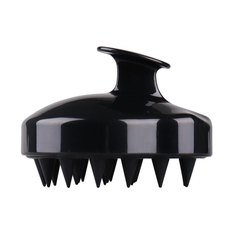 Cepillo de silicona para masaje de cuero cabelludo, cepillo para lavado de pelo, ducha, Spa, adelgazante, 1 unidad: black