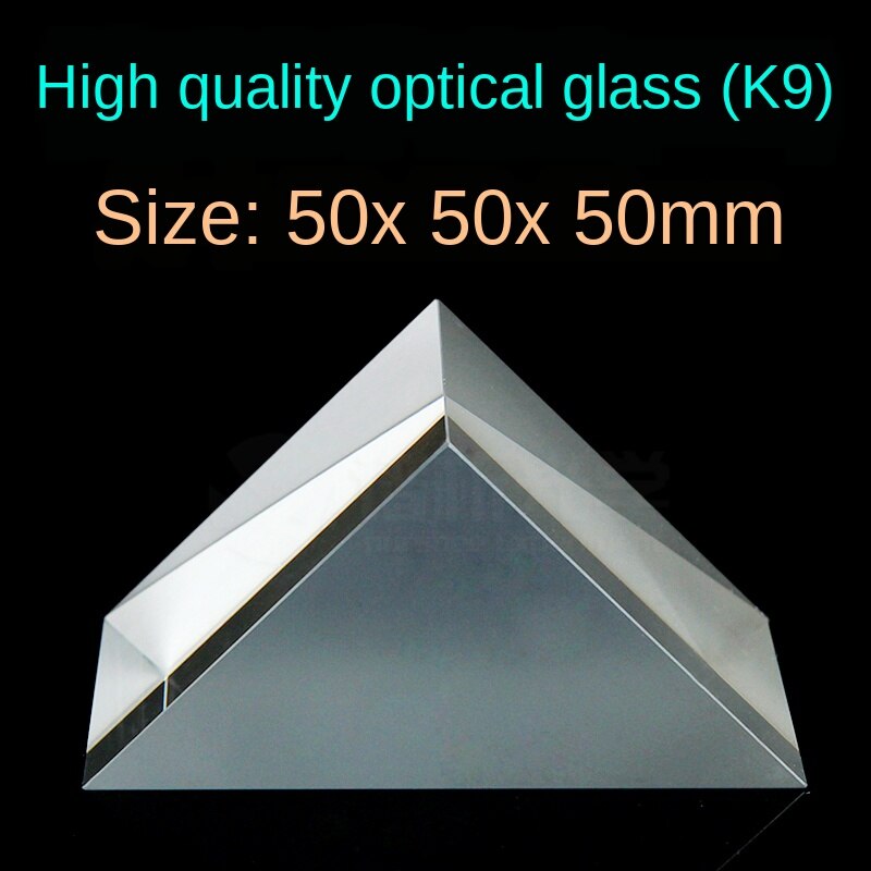 90Degree Total Reflection Physical Experiment Ray Refraction of Optical Glass Right Angle Triangle Isosceles Prism 50X50X50mm