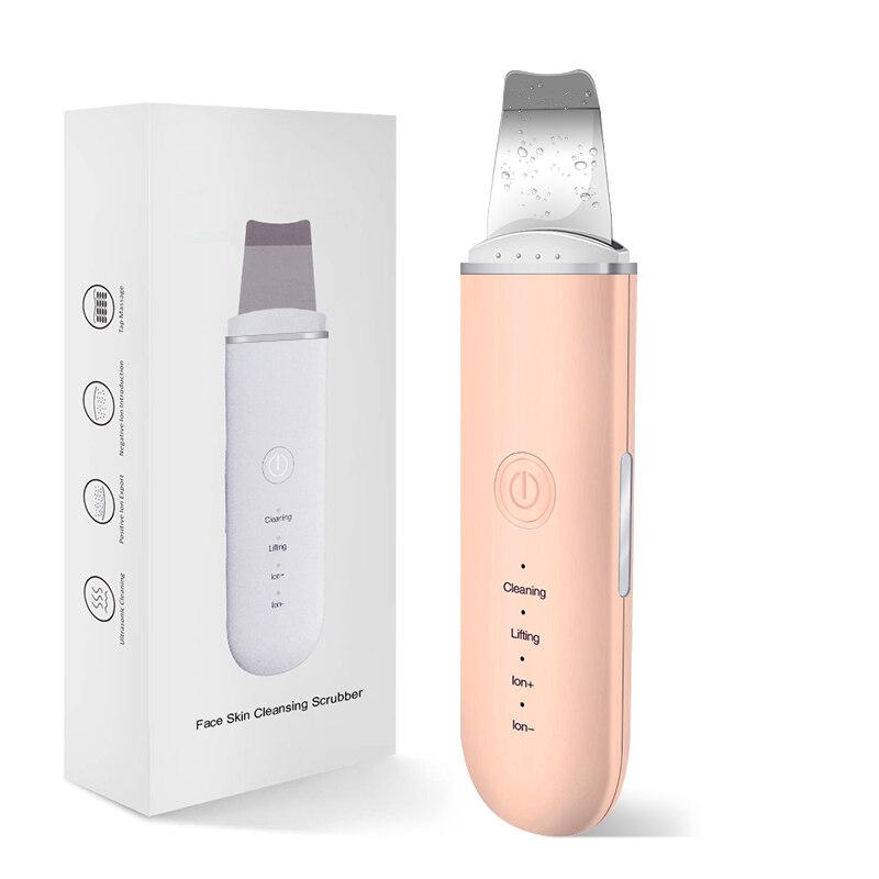Xiaomi Ultrasonic Skin Scrubber Vibration Face Spatula Blackhead Remover Shovel Clean Cavitation Peeling Facial Lifting: Pink with box