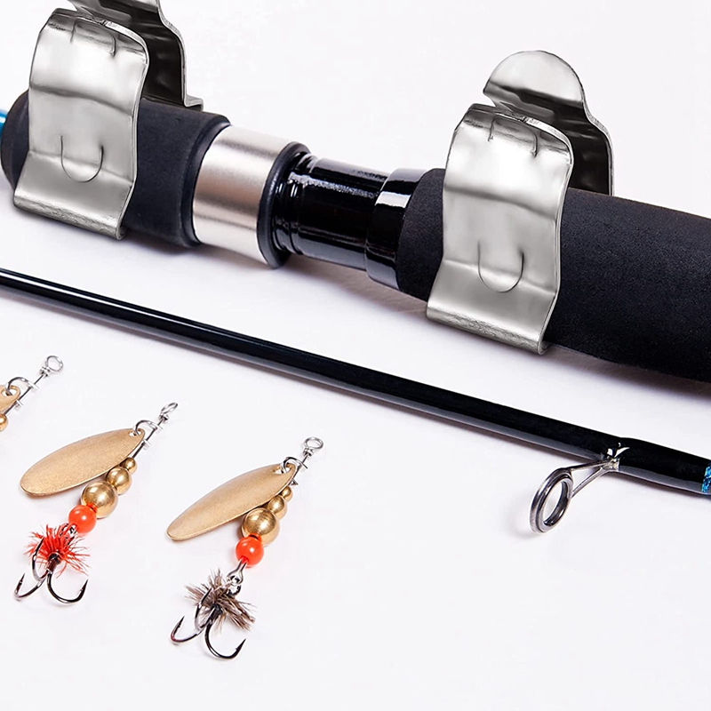 4 Pieces Of Stainless Steel Boat Hook Small Spring Clamp Holder Boat Oar Holders Marine Spring Clip Silver Bracket Clip