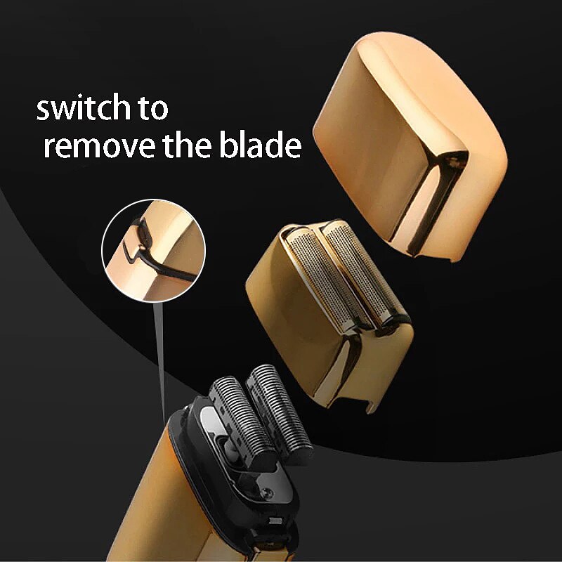 Kemei-Afeitadora eléctrica inalámbrica de doble hoja para hombre, afeitadora recargable por USB, resistente al agua, para barbero