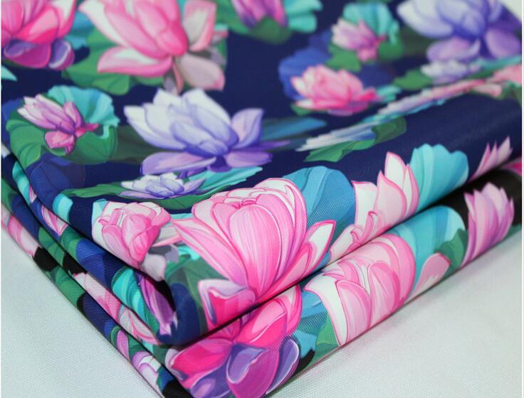 Composite fabric twill waterproof cloth ink lotus digital thermal transfer printing DIY material