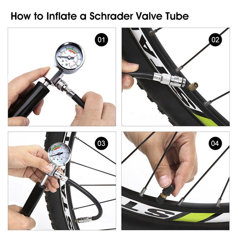 210 PSI Portable Bicycle Pump with Gauge - Manual Air Pump for Balls & Tires