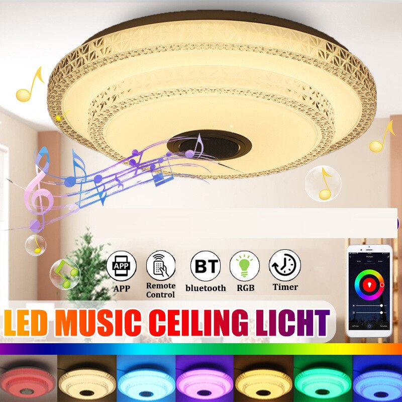 Crystal Led Plafondlamp Bluetooth Speaker Muziek Plafondlamp Mobiele Telefoon App Controle Dimbare Lamp Thuis Licht 110-220V 40Cm