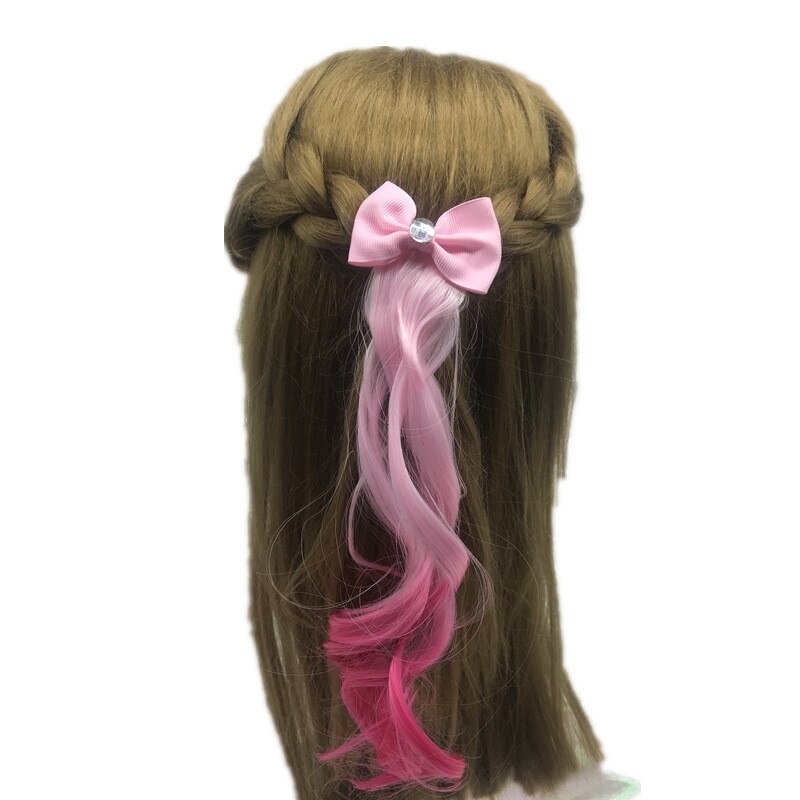 1pc Child Cute Bow Crystal Elastic Hair Band Rubber Band Hair Accessories Kids Wig Headband Girls Twist Braid Rope Headdress