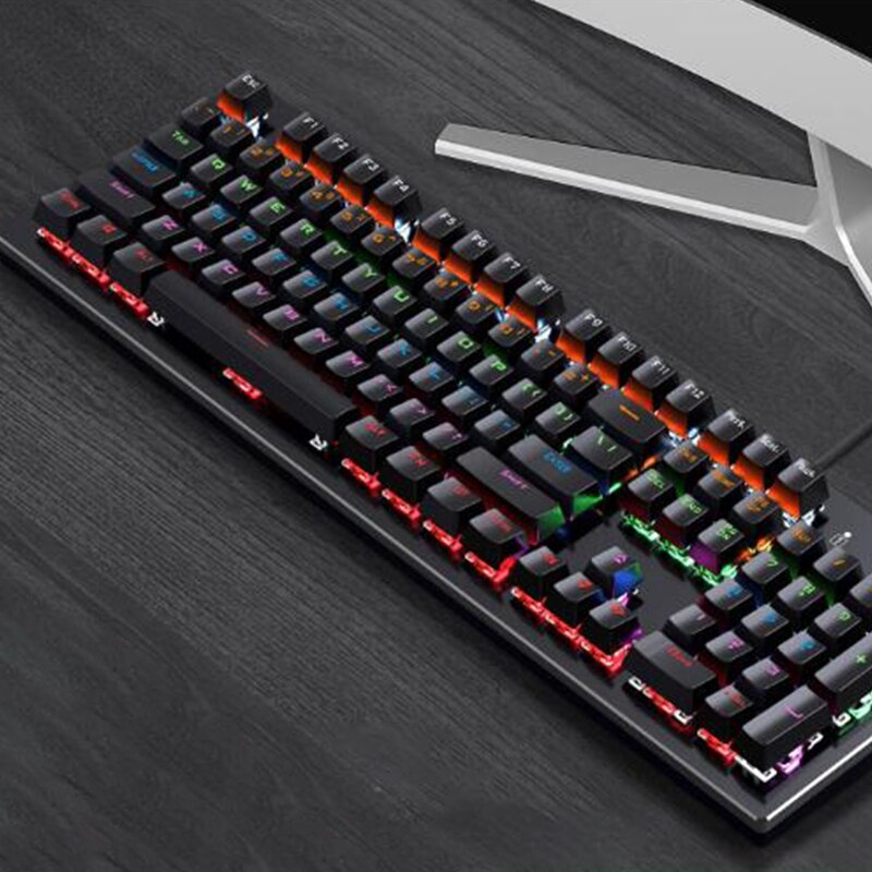 Mechanical Gaming Keyboard with Blue Switches LED Backlit 104 Keys Wired Computer Keyboard for PC Games