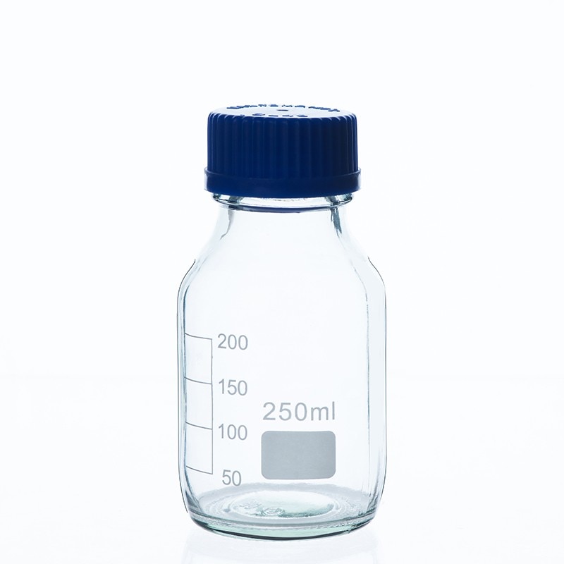 2 Pcs Glass Blue Screw Cap 250ml Reagent Bottle