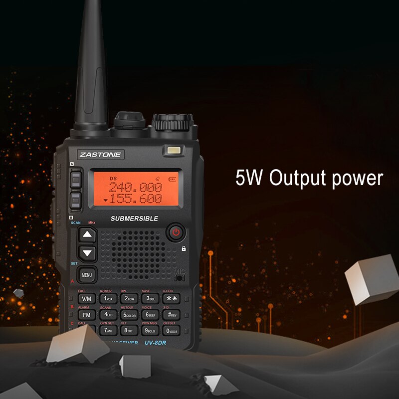 Walkie-talkie Zastone UV-8DR VHF/UHF 136-174MHz 240-260MHz 400-520MHz 128-MHz, Radio bidirectionnelle à trois bandes CH UV8DR